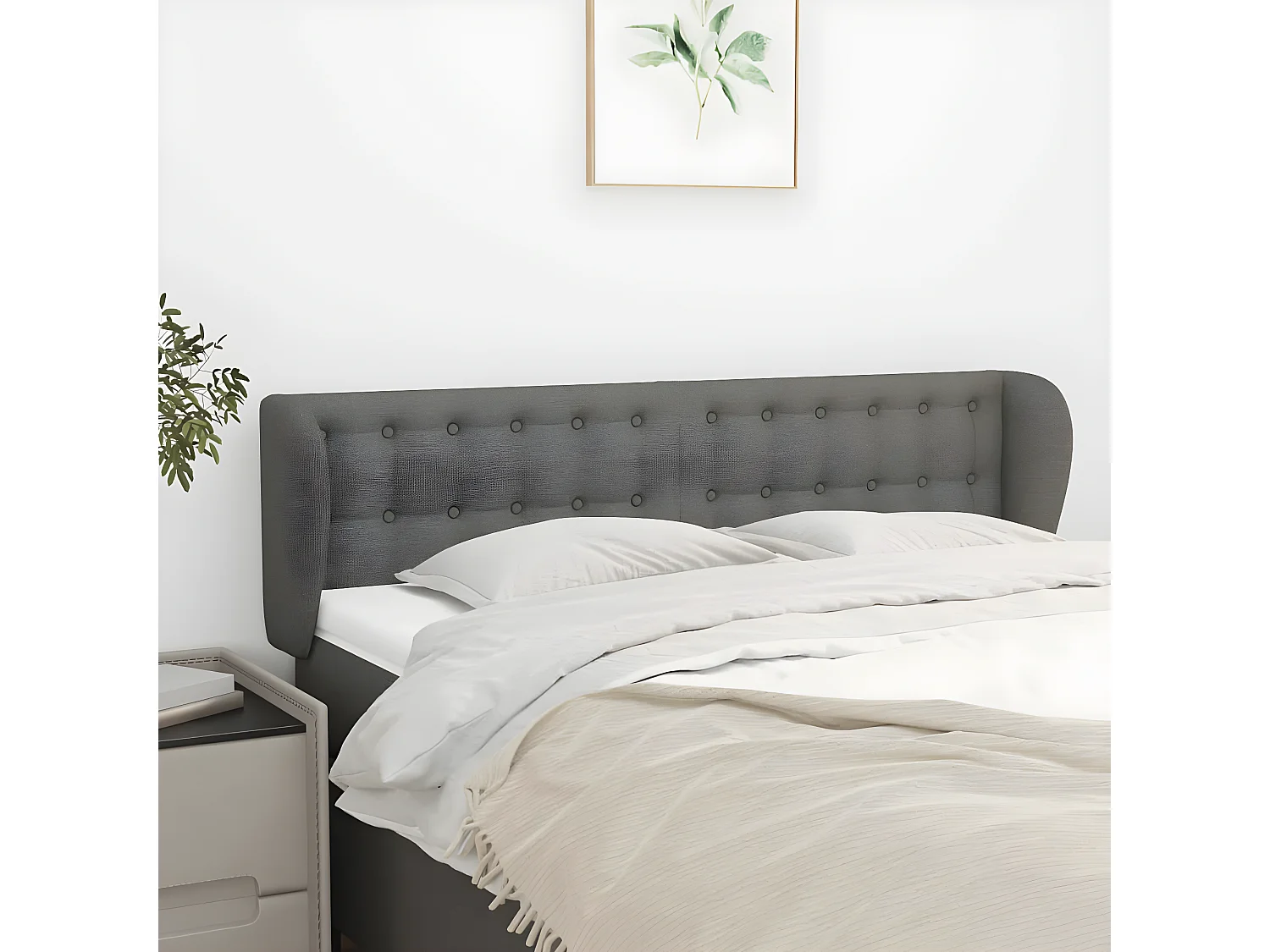 Tête de lit avec oreilles Gris foncé 147x23x78,88 cm Tissu LKC36240 BonneVie Meuble