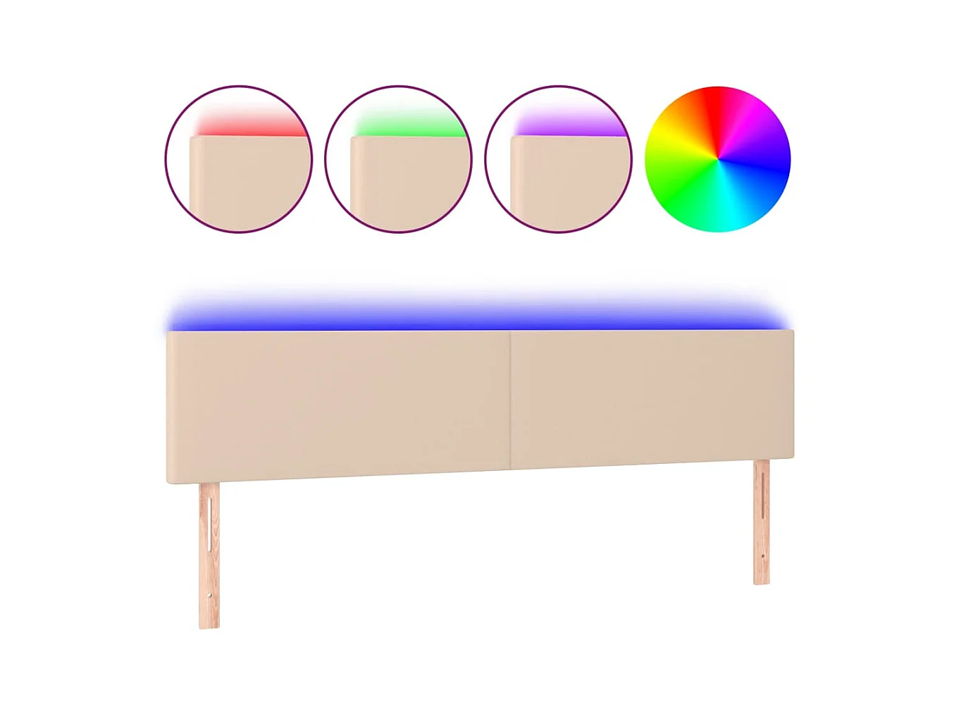 Testiera | Testata del letto Cappuccino a LED 200x5x78/88 cm in Similpelle
