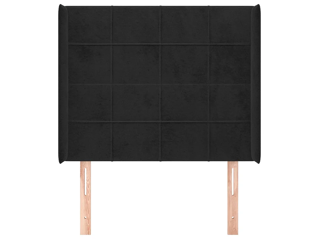 Cabeceira de cama c/ abas veludo 103x16x118/128 cm preto PT768597