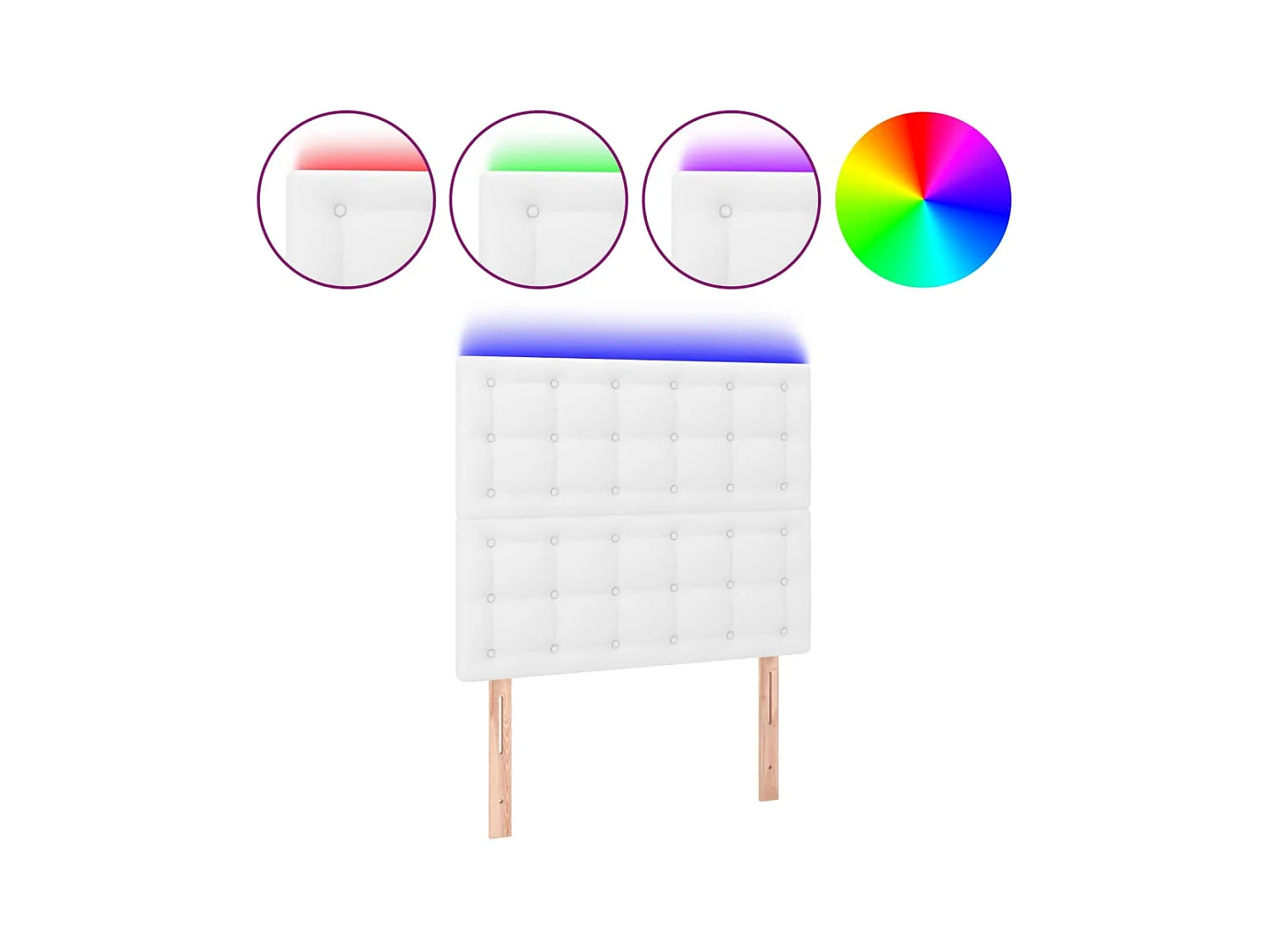 Testiera | Testata del letto a LED Bianco 100x5x118/128 cm in Similpelle
