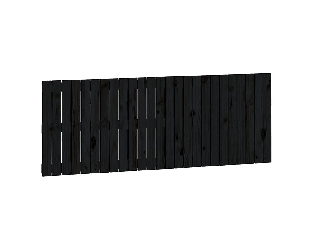 Cabecero de cama de pared madera maciza pino negro 159,5x3x60cm ES13848