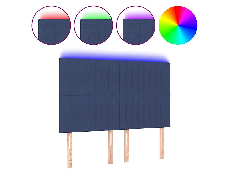 Cabecero con luces LED tela azul 144x5x118/128 cm ES61915