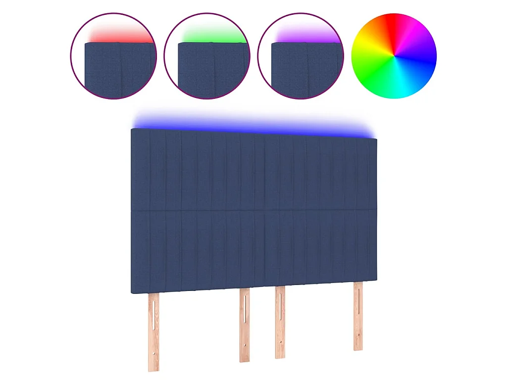 Cabeceira cama c/ LED tecido 144x5x118/128 cm azul PT118215