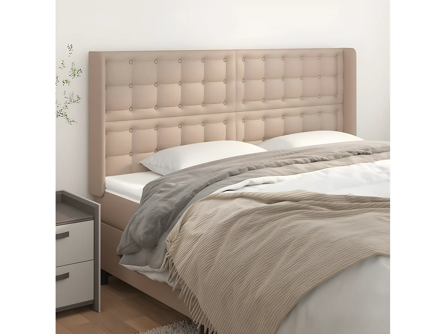 Tête de lit avec oreilles Cappuccino 183x16x118/128 cm POI58238 BonneVie Meuble