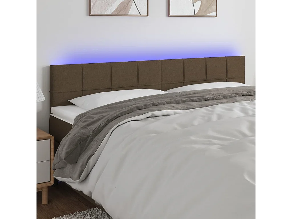 Tête de lit à LED Taupe 160x5x78/88 cm Tissu POI17189 BonneVie Meuble