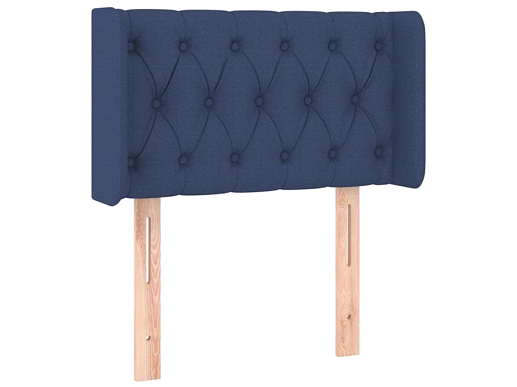 Cabeceira de cama c/ abas tecido 83x16x78/88 cm azul PT429374