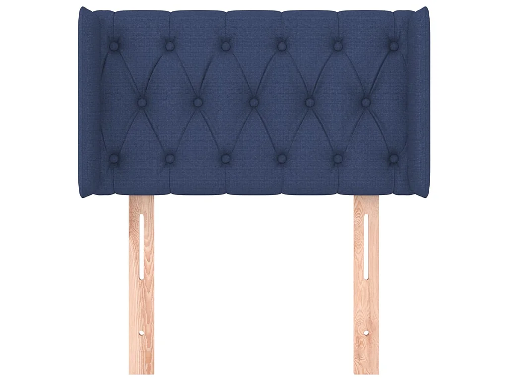 Cabeceira de cama c/ abas tecido 83x16x78/88 cm azul PT429374