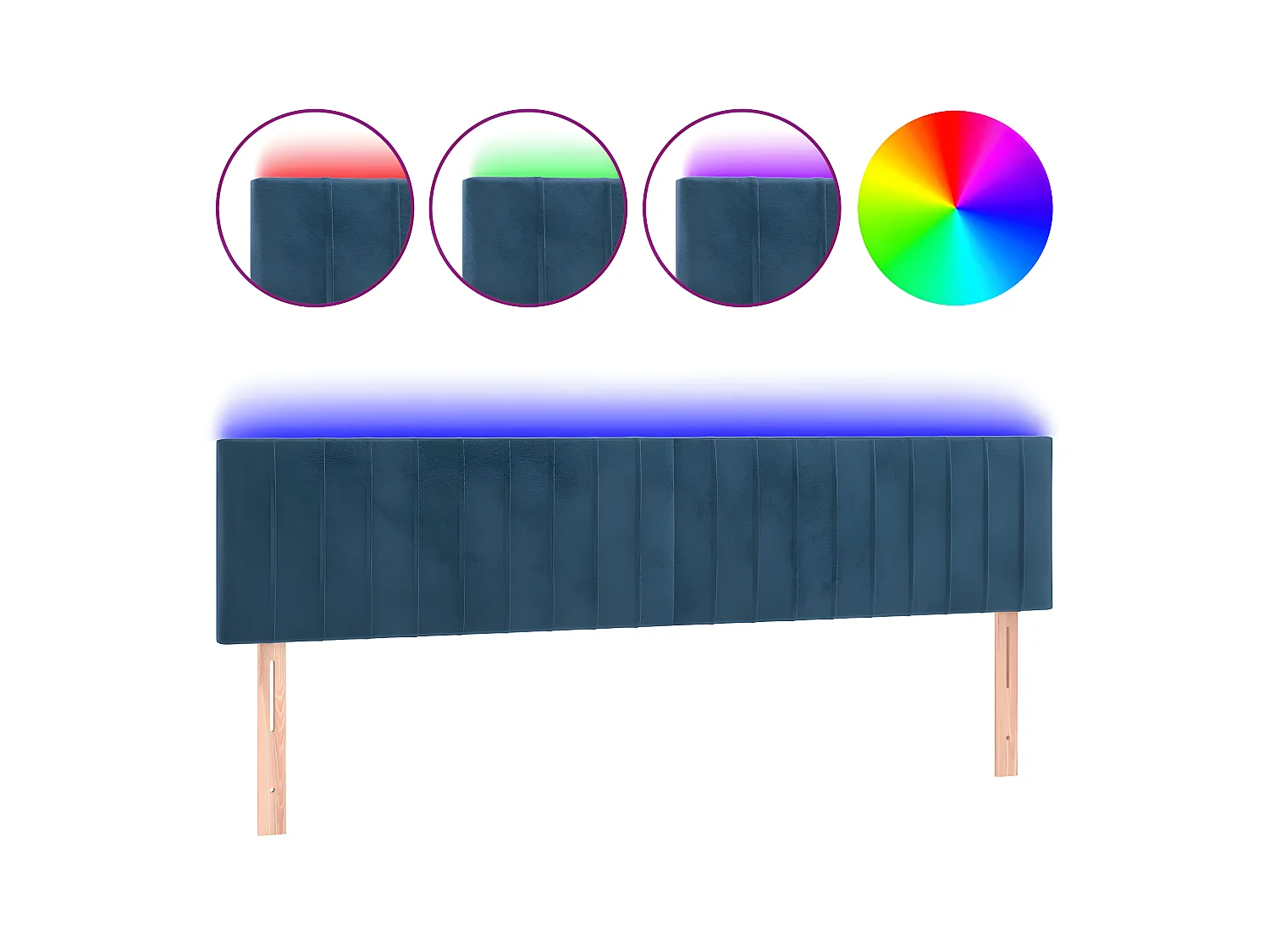 Tête de lit à LED Bleu foncé 180x5x78/88 cm Velours POI68463 BonneVie Meuble