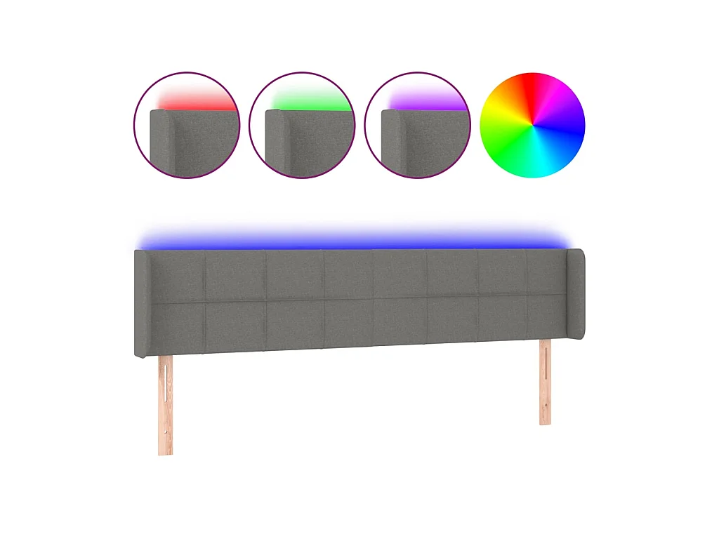 Testiera | Testata del letto a LED Grigio Scuro 163x16x78/88 cm in Tessuto