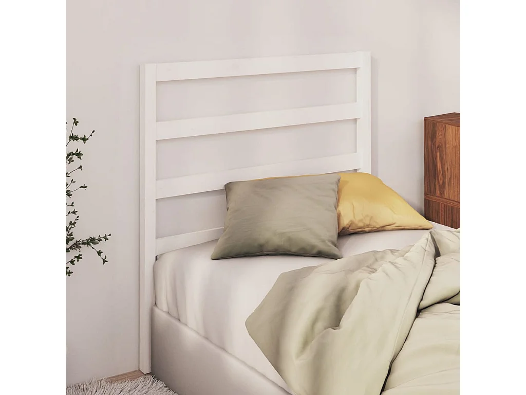 Tête de lit Blanc 95x4x100 cm Bois massif de pin POI45825 BonneVie Meuble