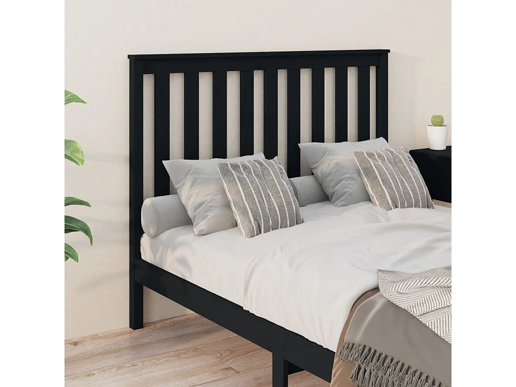 Testiera | Testata del letto per Letto Nera 146x6x101 cm in Legno Massello di Pino