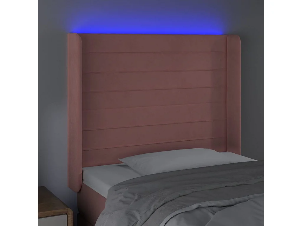 Tête de lit à LED Rose 83x16x118/128 cm Velours POI14264 BonneVie Meuble