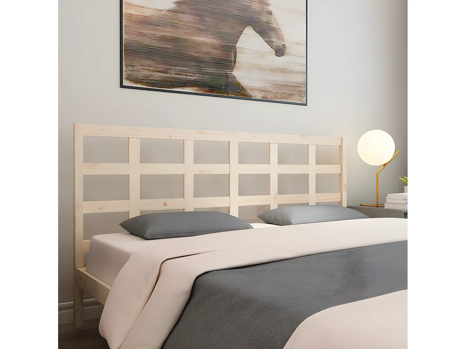 Tête de lit 205,5x4x100 cm Bois massif de pin POI12903 BonneVie Meuble