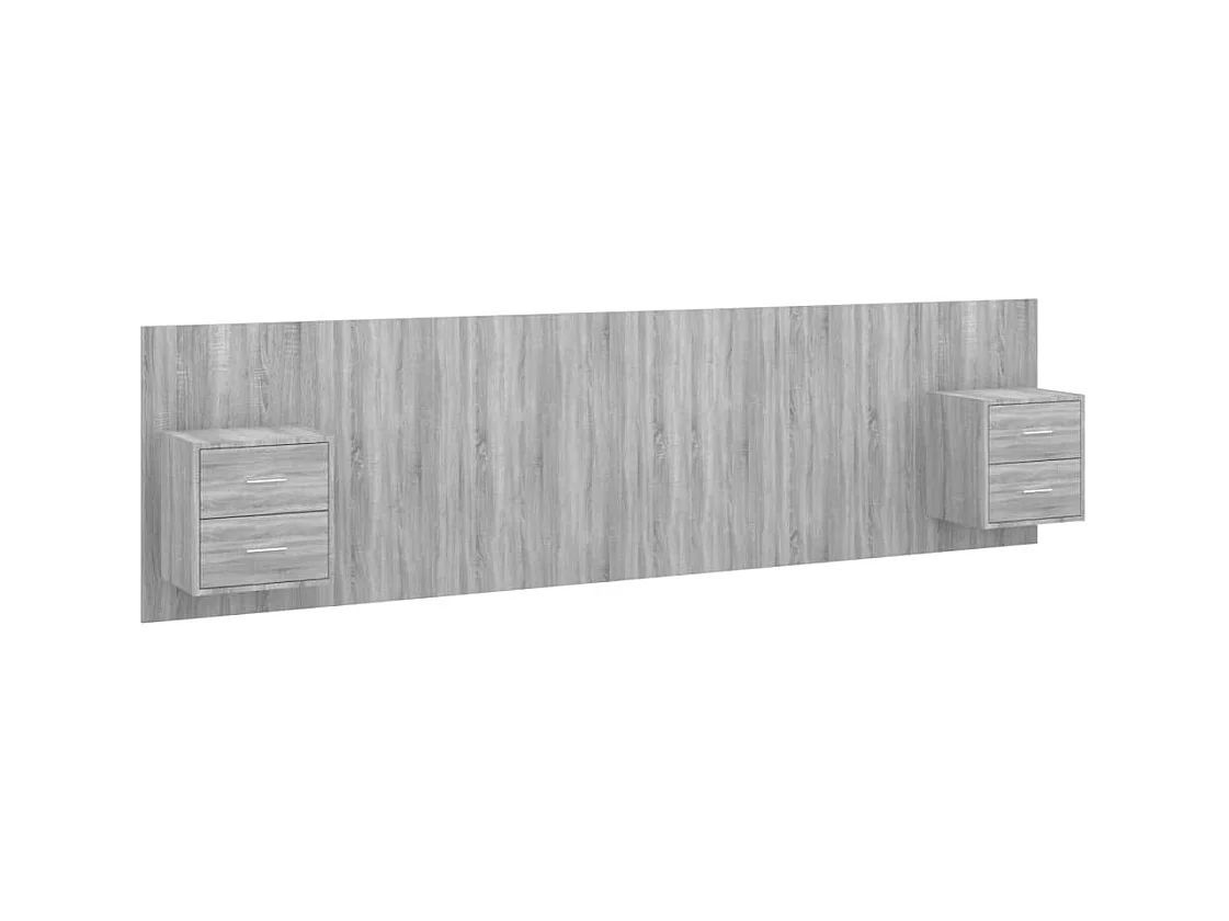 Tête de lit avec armoires sonoma gris Bois d'ingénierie POI49025 BonneVie Meuble