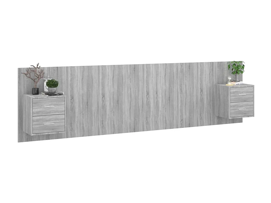 Tête de lit avec armoires sonoma gris Bois d'ingénierie POI49025 BonneVie Meuble