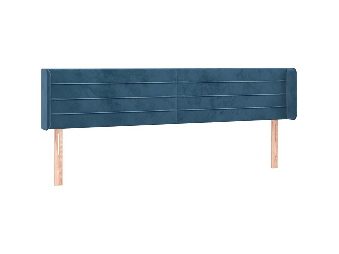 Tête de lit avec oreilles Bleu foncé 203x16x78/88 cm Velours POI14786 BonneVie Meuble