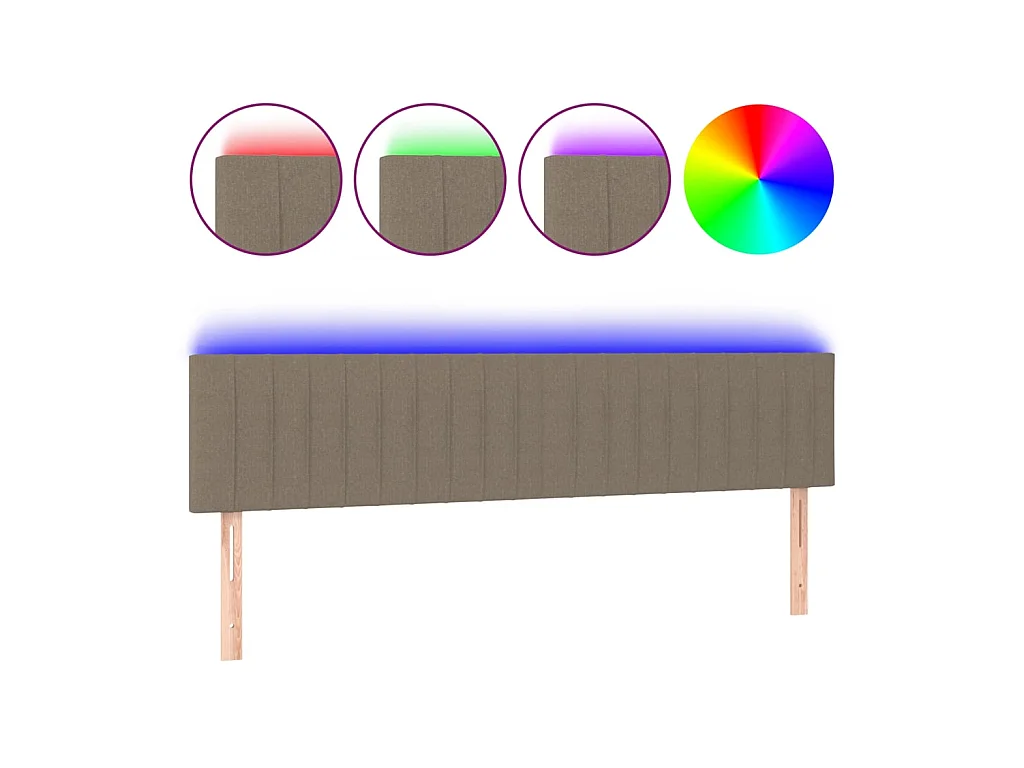Testiera | Testata del letto a LED Tortora 200x5x78/88 cm in Tessuto