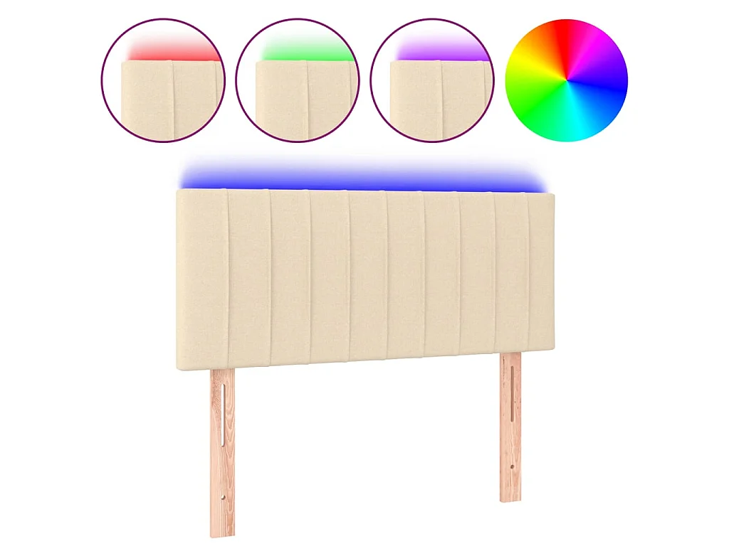 Cabecero con LED de tela color crema 80x5x78/88 cm ES98445