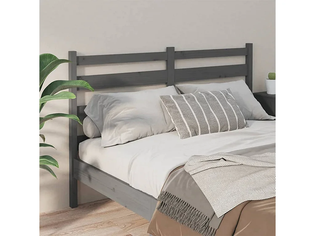 Tête de lit Gris 206x4x100 cm Bois massif de pin POI25269 BonneVie Meuble
