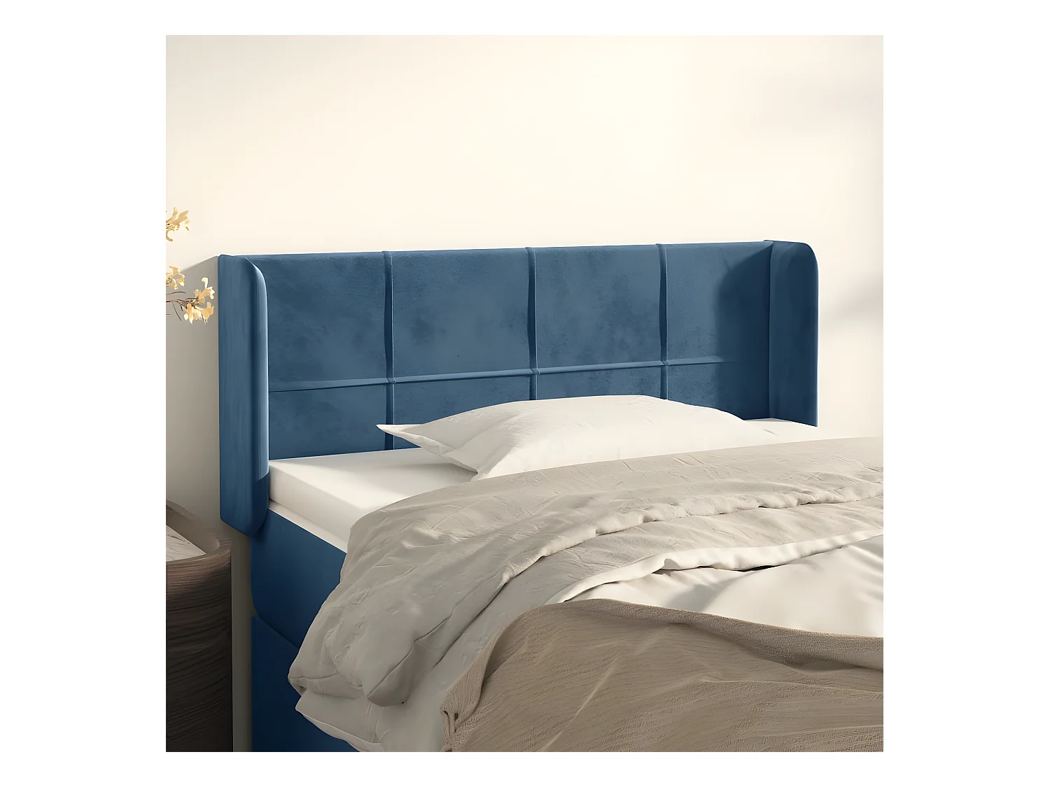 Kopfteil,Bettkopfteil mit Ohren Dunkelblau 103x16x78/88 cm Samt -gkd865900