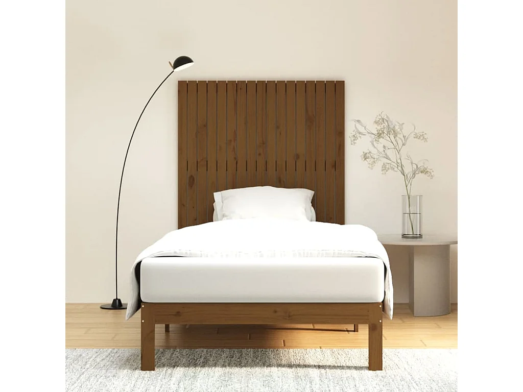 Tête de lit murale Marron miel 108x3x110 cm Bois massif de pin POI16233 BonneVie Meuble