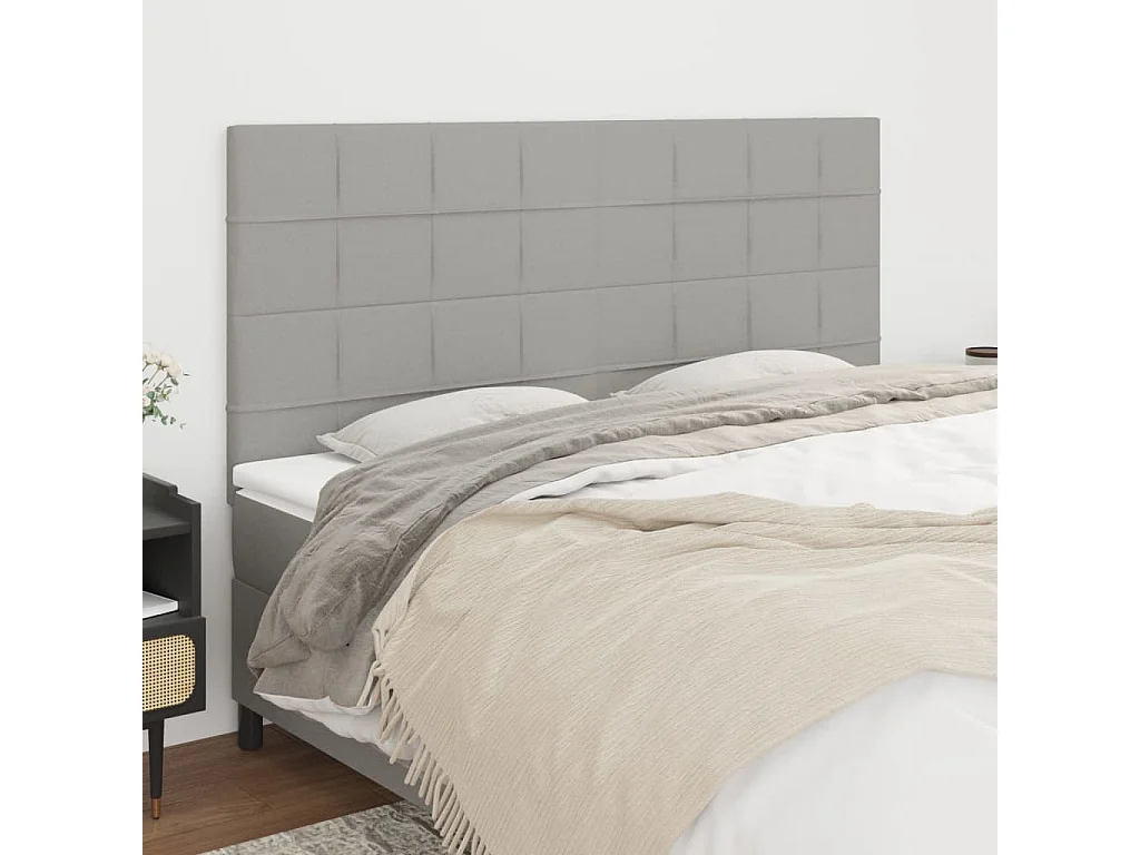 Cabeceira de cama 4 pcs tecido 100x5x78/88 cm cinzento-claro PT524488