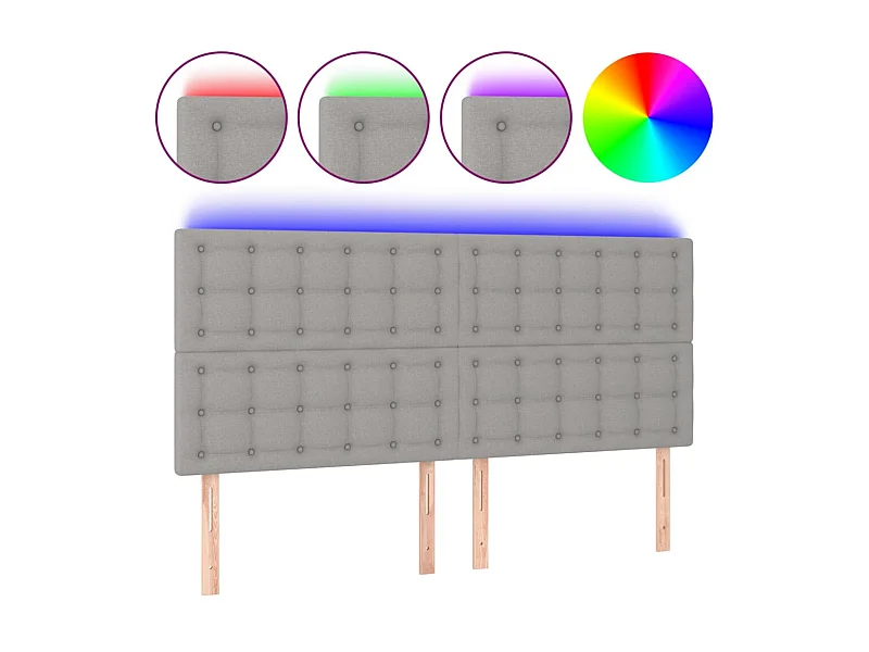 Hoofdbord LED 180x5x118/128 cm stof lichtgrijs NL575196