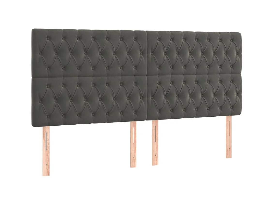 Têtes de lit 4 pcs Gris foncé 100x7x78/88 cm Velours POI26468 BonneVie Meuble