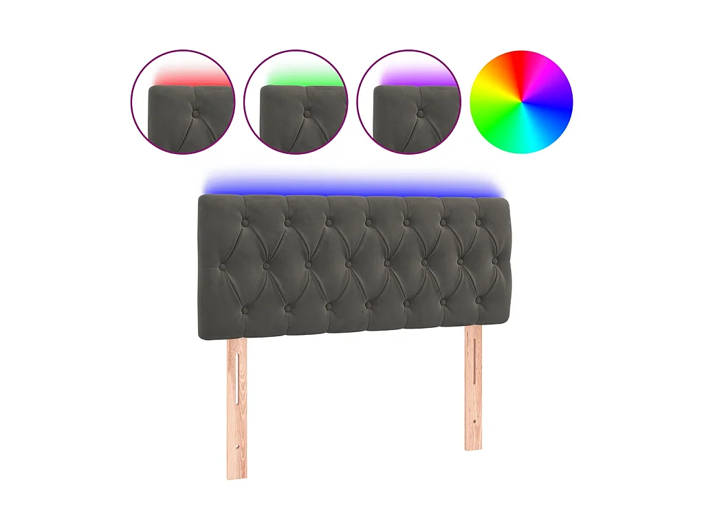 Tête de lit à LED Gris foncé 90x7x78/88 cm Velours POI89381 BonneVie Meuble
