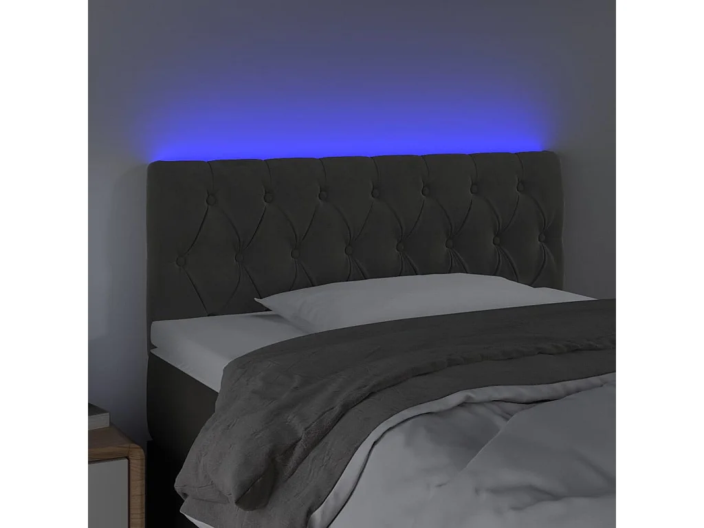 Tête de lit à LED Gris foncé 90x7x78/88 cm Velours POI89381 BonneVie Meuble