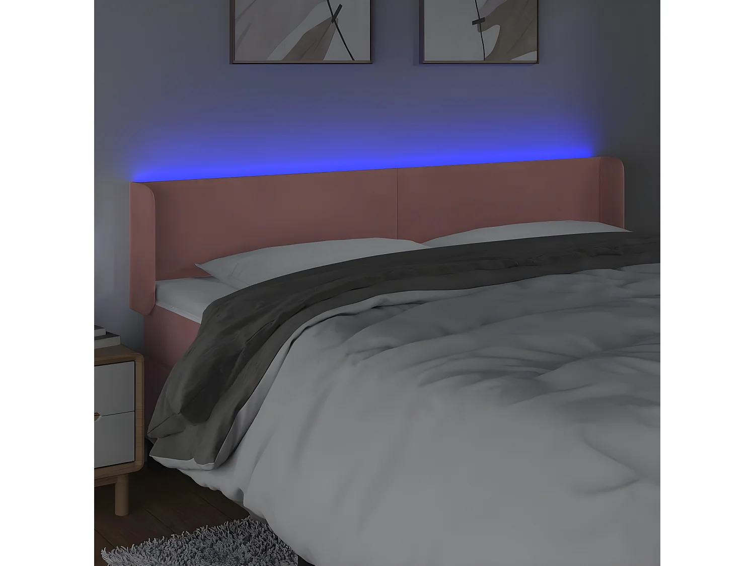 Tête de lit à LED Rose 163x16x78/88 cm Velours POI44549 BonneVie Meuble