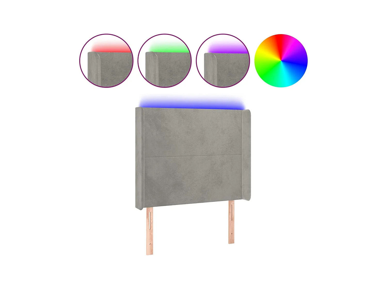 Tête de lit à LED Gris clair 93x16x118/128 cm Velours POI27249 BonneVie Meuble