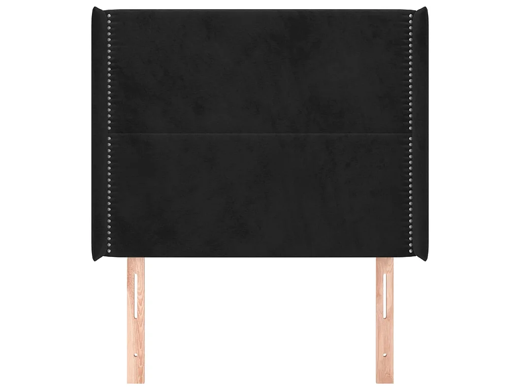 Cabeceira de cama c/ abas veludo 93x16x118/128 cm preto PT756926