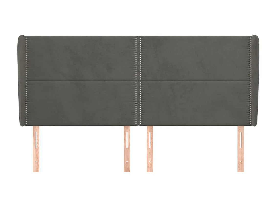 Tête de lit avec oreilles Gris foncé 203x23x118/128 cm Velours POI83386 BonneVie Meuble