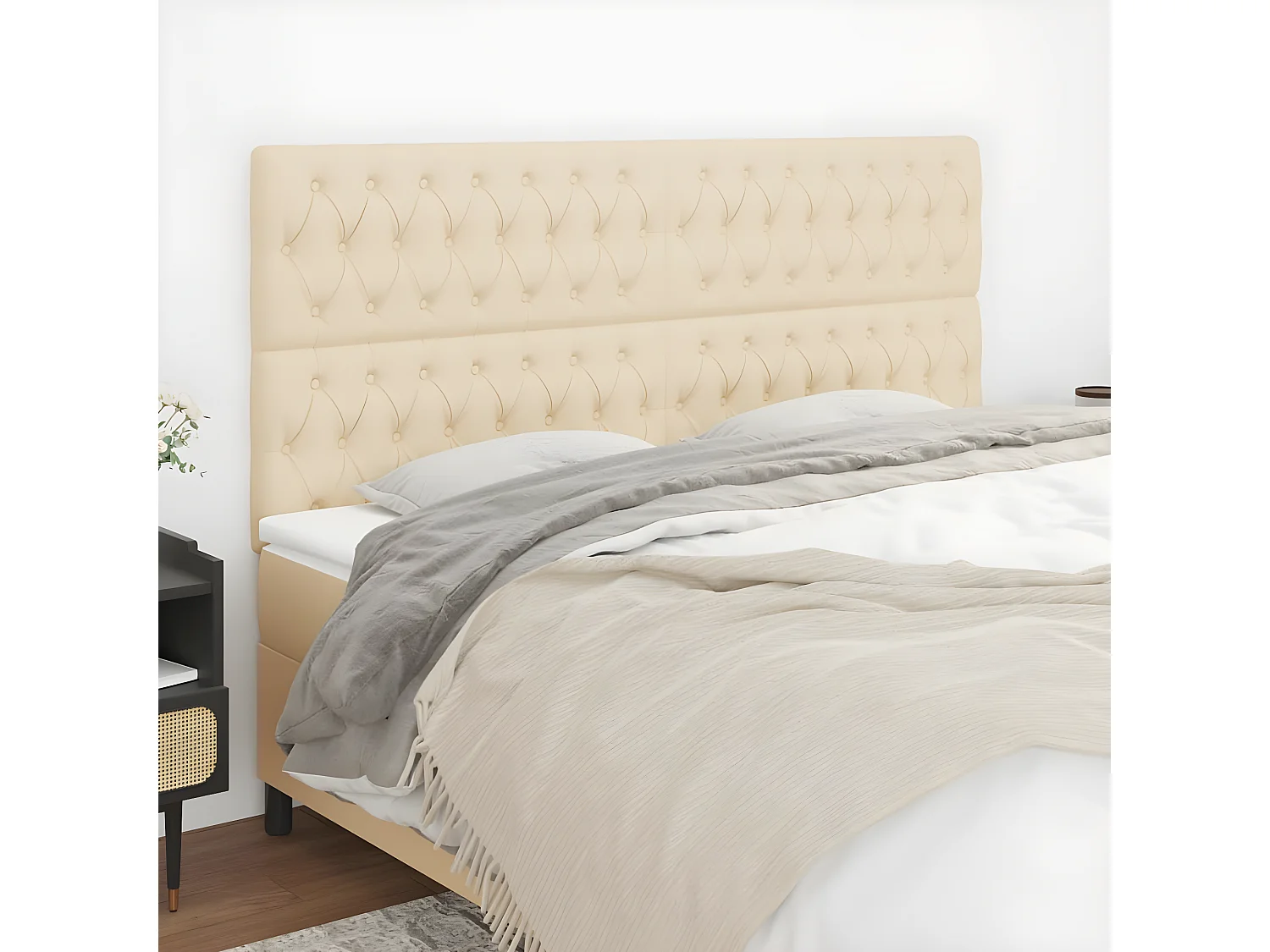 Kopfteil,Bettkopfteile 4 Stk. Creme 100x7x78/88 cm Stoff -gkd458544