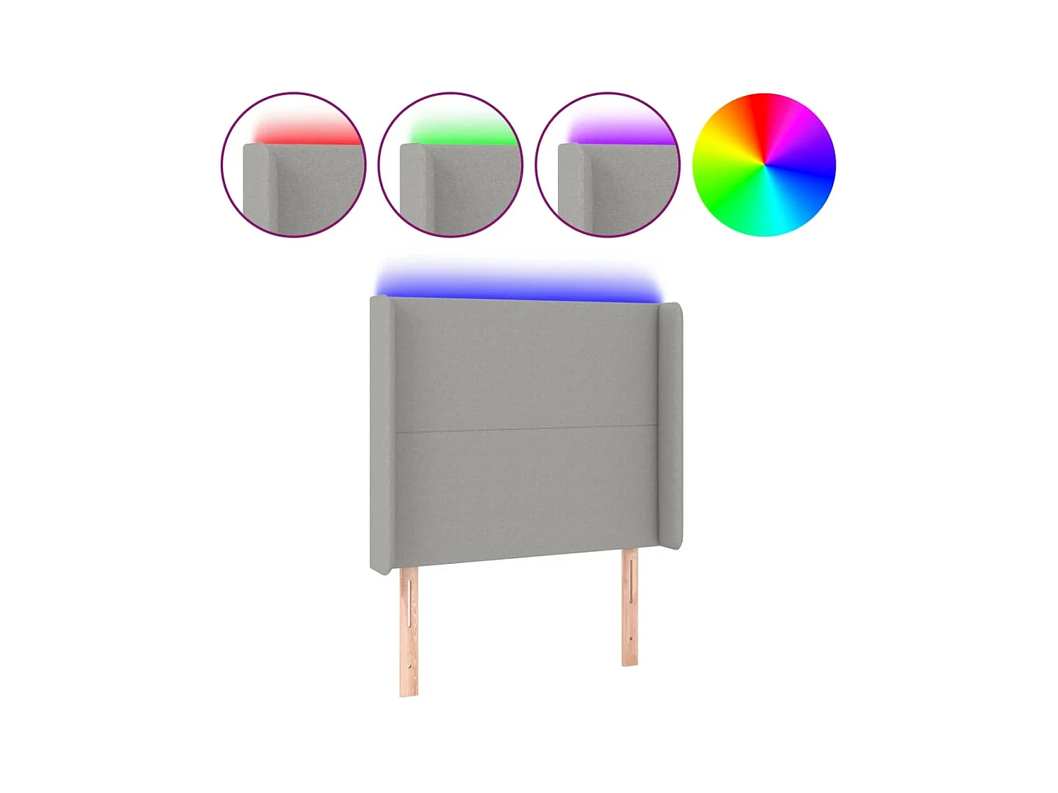 Cabecero con LED de tela gris claro 93x16x118/128 cm ES76823
