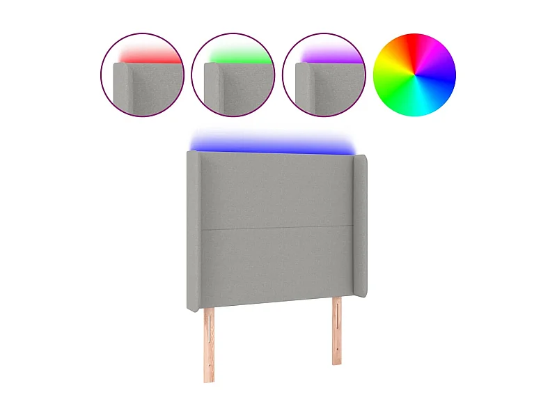LED Kopfteil,Bettkopfteil Hellgrau 93x16x118/128 cm Stoff -gkd384766