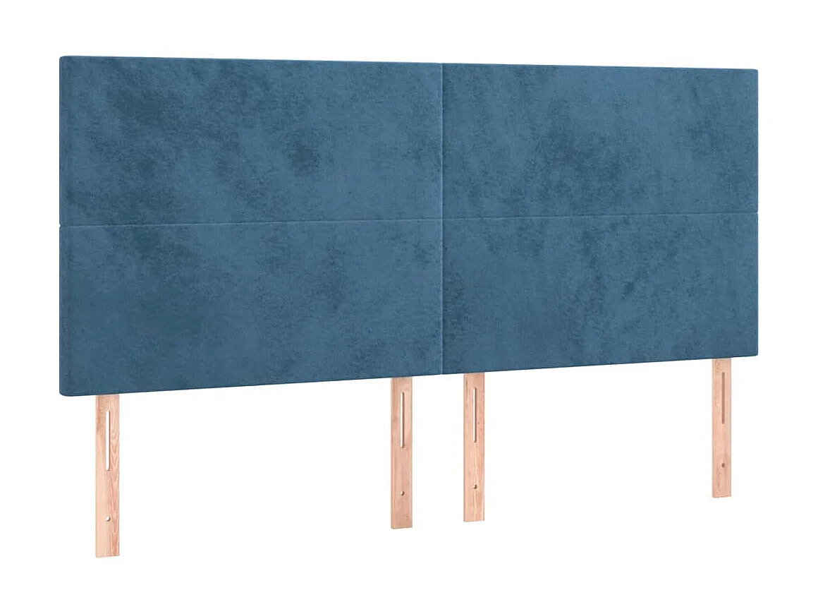 Cabeceros 4 unidades de terciopelo azul oscuro 80x5x78/88 cm ES27506