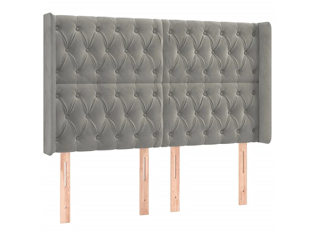 Testiera a LED Grigio Chiaro 163x16x118/128 cm in Velluto CFW817823