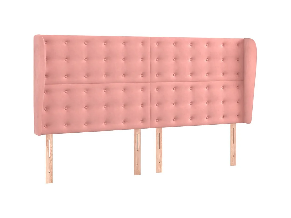 Tête de lit avec oreilles Rose 203x23x118/128 cm Velours POI80450 BonneVie Meuble