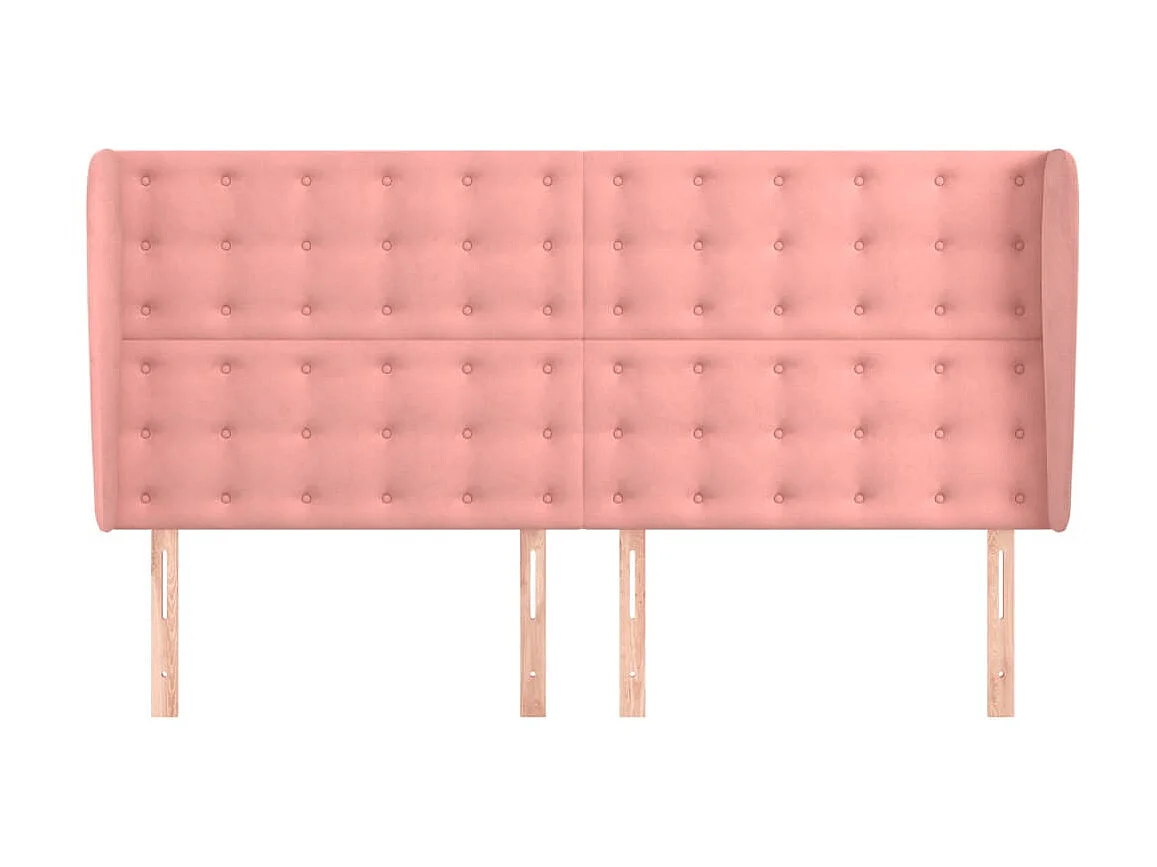 Tête de lit avec oreilles Rose 203x23x118/128 cm Velours POI80450 BonneVie Meuble