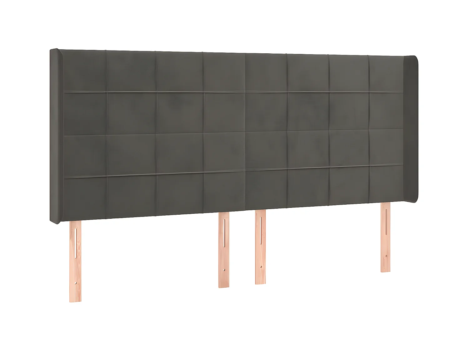Tête de lit avec oreilles Gris foncé 163x16x118/128 cm Velours POI49359 BonneVie Meuble