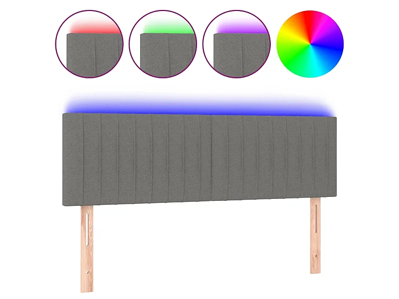 Tête de lit à LED Gris foncé 144x5x78/88 cm Tissu POI64213 BonneVie Meuble