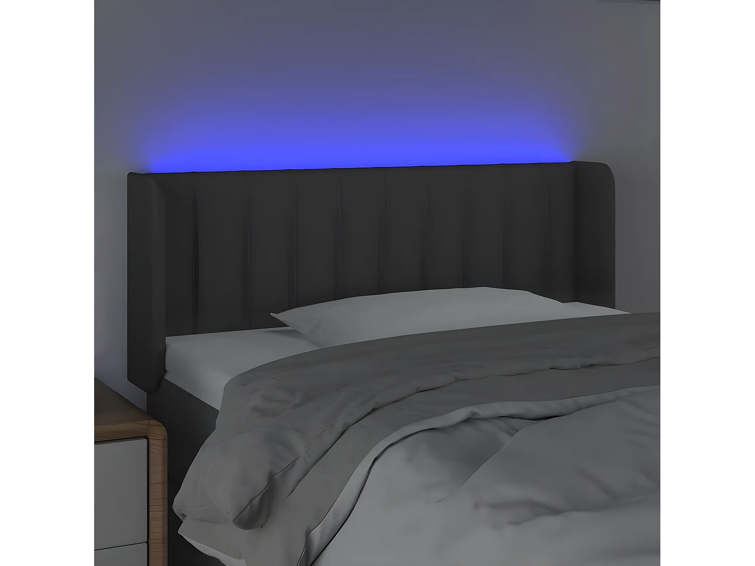 Tête de lit à LED Gris foncé 83x16x78/88 cm Tissu POI14627 BonneVie Meuble
