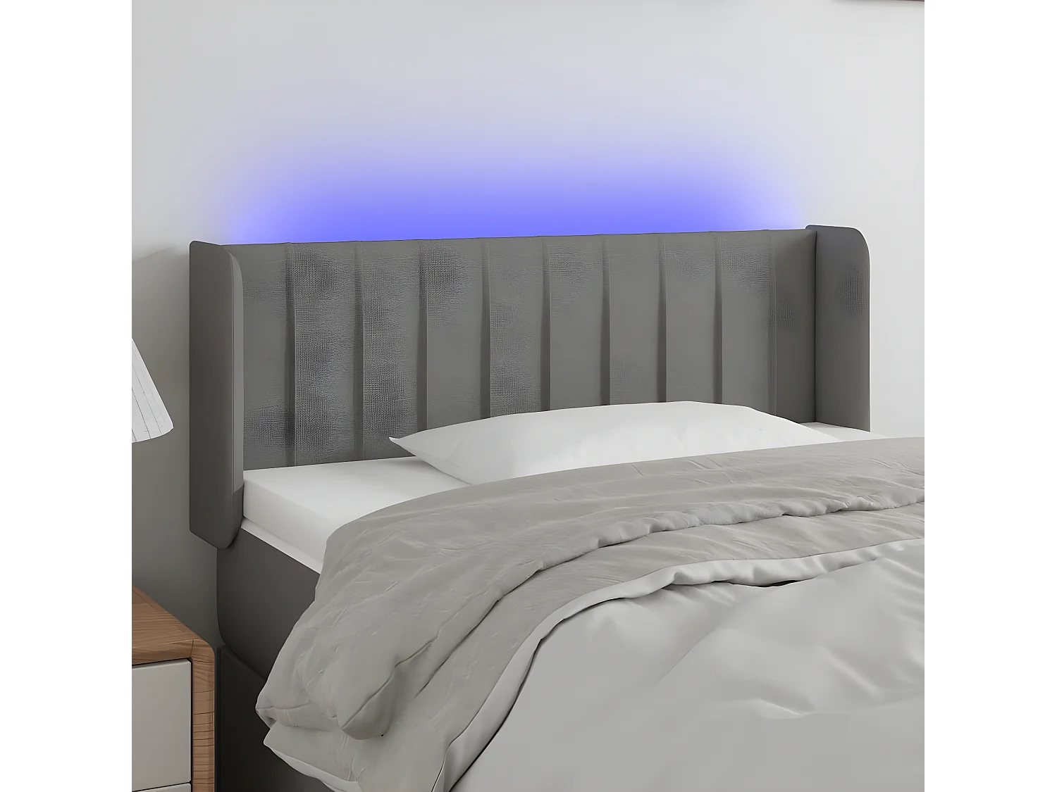 Tête de lit à LED Gris foncé 83x16x78/88 cm Tissu POI14627 BonneVie Meuble