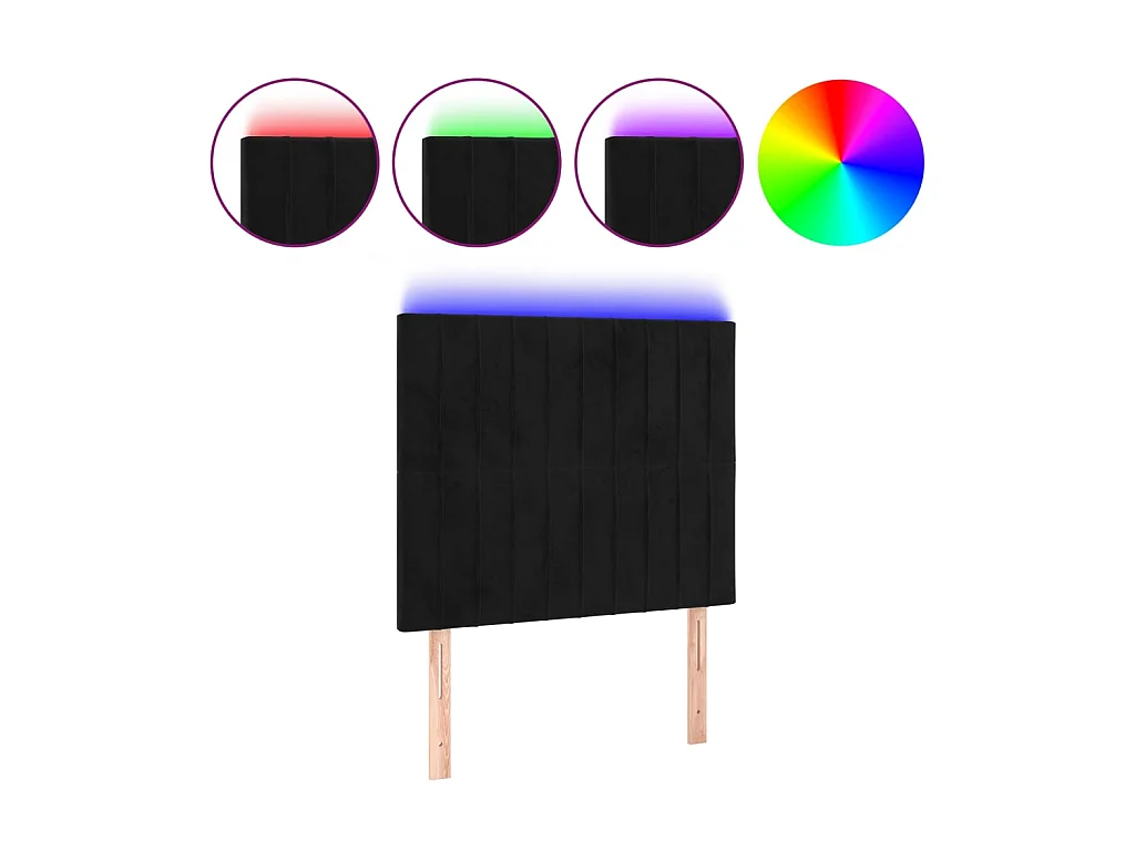 Tête de lit à LED Noir 100x5x118/128 cm Velours POI38245 BonneVie Meuble