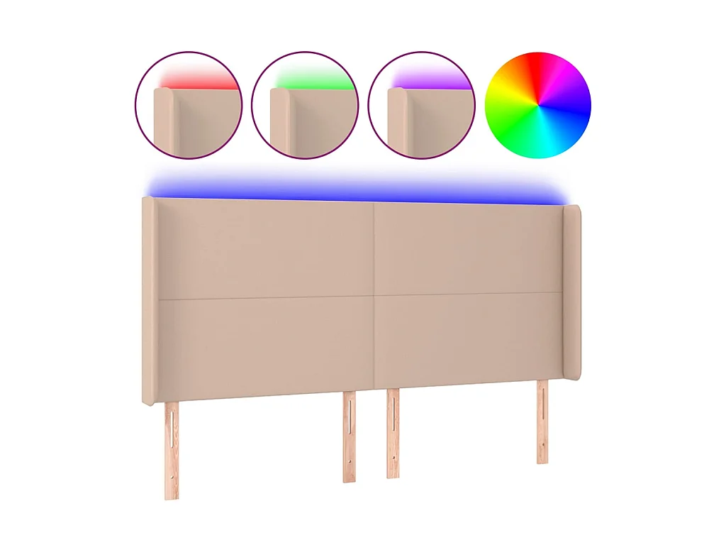 Tête de lit à LED Cappuccino 203x16x118/128 cm Similicuir POI45716 BonneVie Meuble