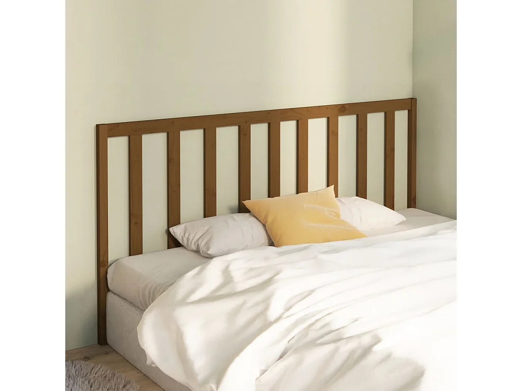 Tête de lit Marron miel 206x4x100 cm Bois massif de pin POI77399 BonneVie Meuble