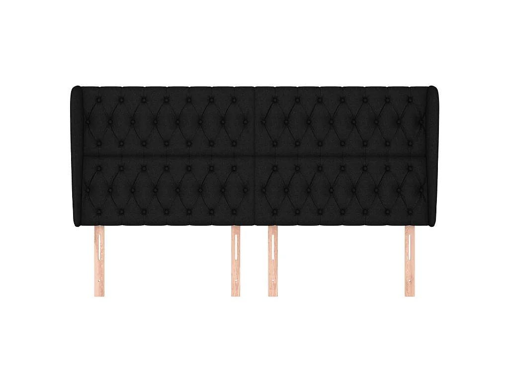 Cabeceira de cama c/ abas tecido 183x23x118/128 cm preto PT776824