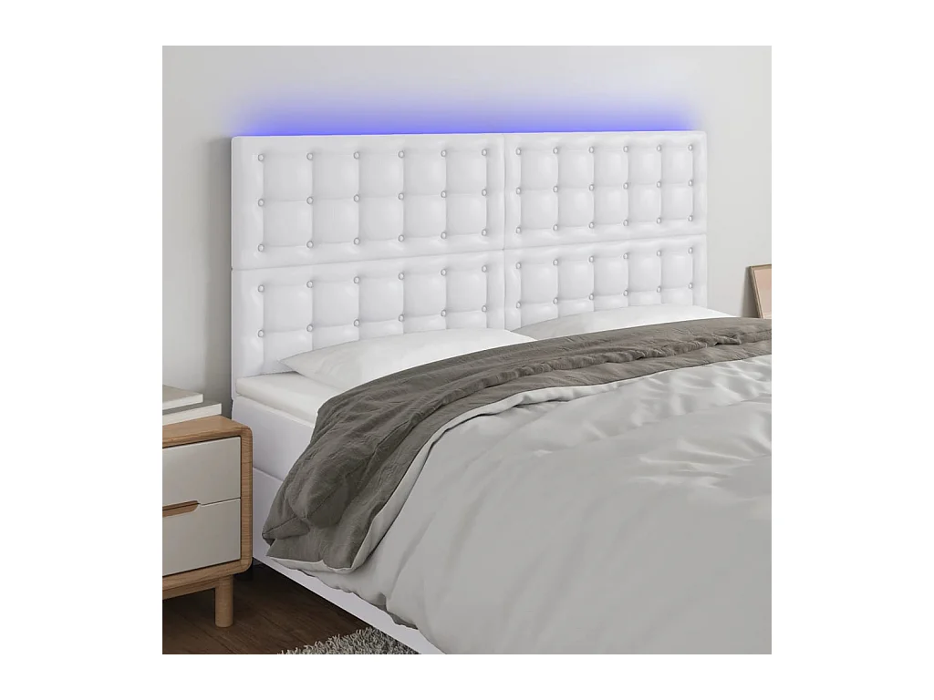 LED Kopfteil,Bettkopfteil Weiß 160x5x118/128 cm Kunstleder -gkd64887